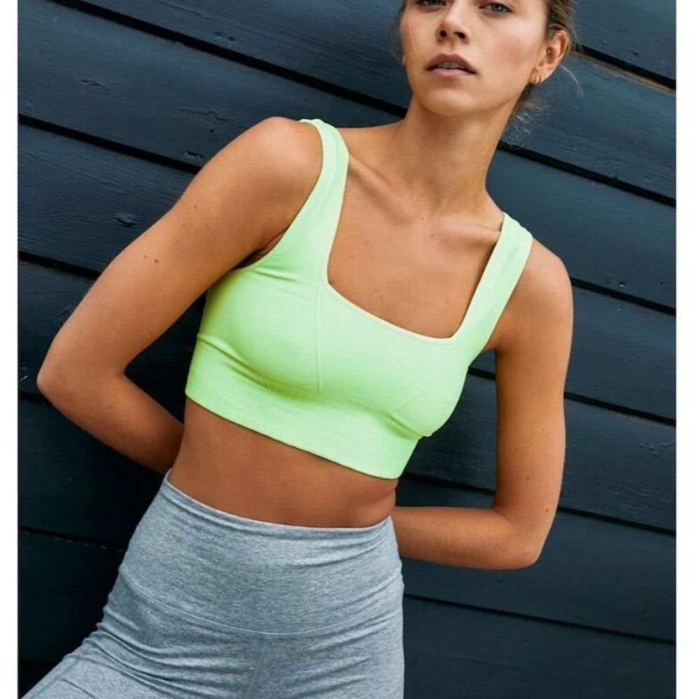 Free People Good Karma Square Neck Bra in Light Green Size XS/S